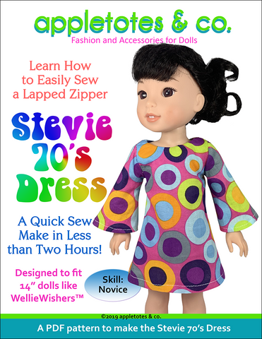 Stevie 70s Dress Sewing Pattern for 14" Dolls