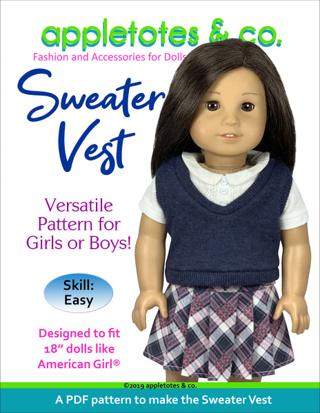 Free Sweater Vest Sewing Pattern for 18 Inch Dolls