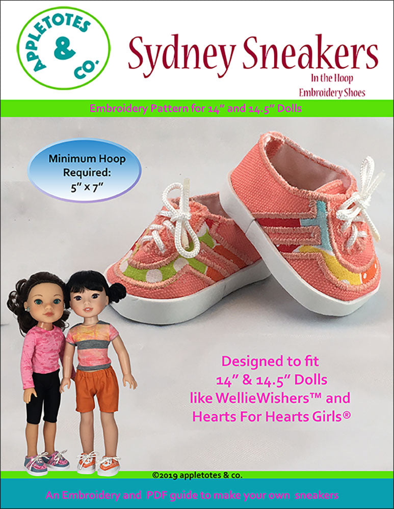 Sydney Sneakers ITH Embroidery Pattern for 14.5" Dolls