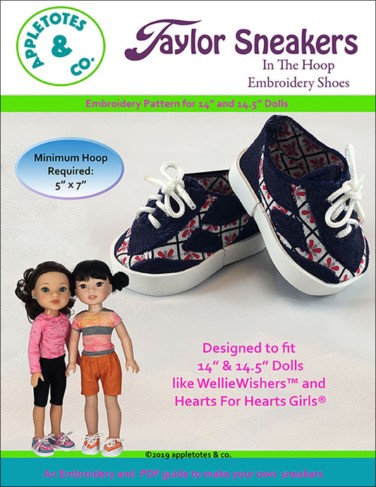 Taylor Sneakers ITH Embroidery Pattern for 14 Inch Dolls