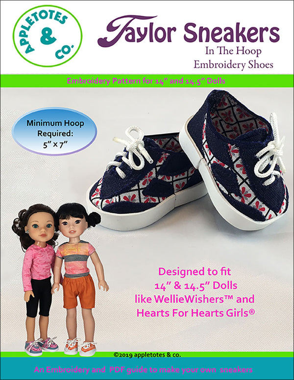 Taylor Sneakers ITH Embroidery Pattern for 14 Inch Dolls