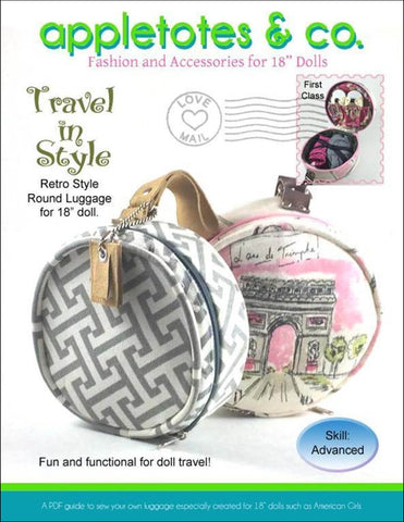 Travel in Style Round Luggage Sewing Pattern for 18" Dolls