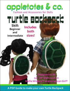 Turtle Backpack Sewing Pattern for 14" & 18" Dolls