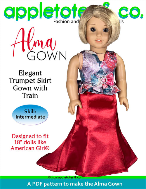 Alma Gown 18 Inch Doll Sewing Pattern