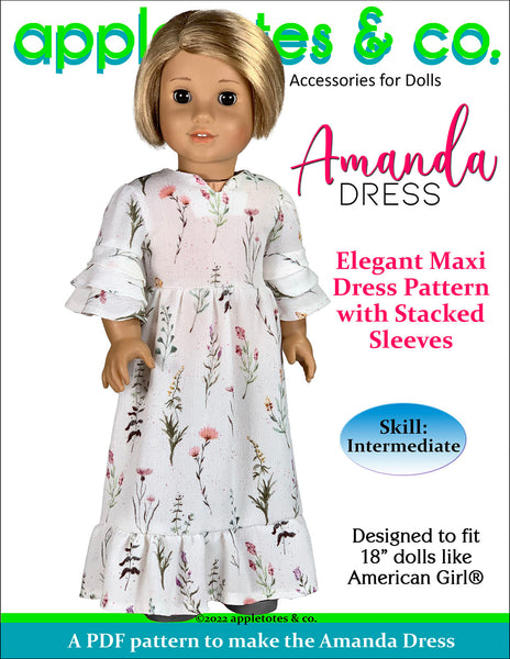 Amanda Dress 18 Inch Doll Sewing Pattern – Appletotes & Co.