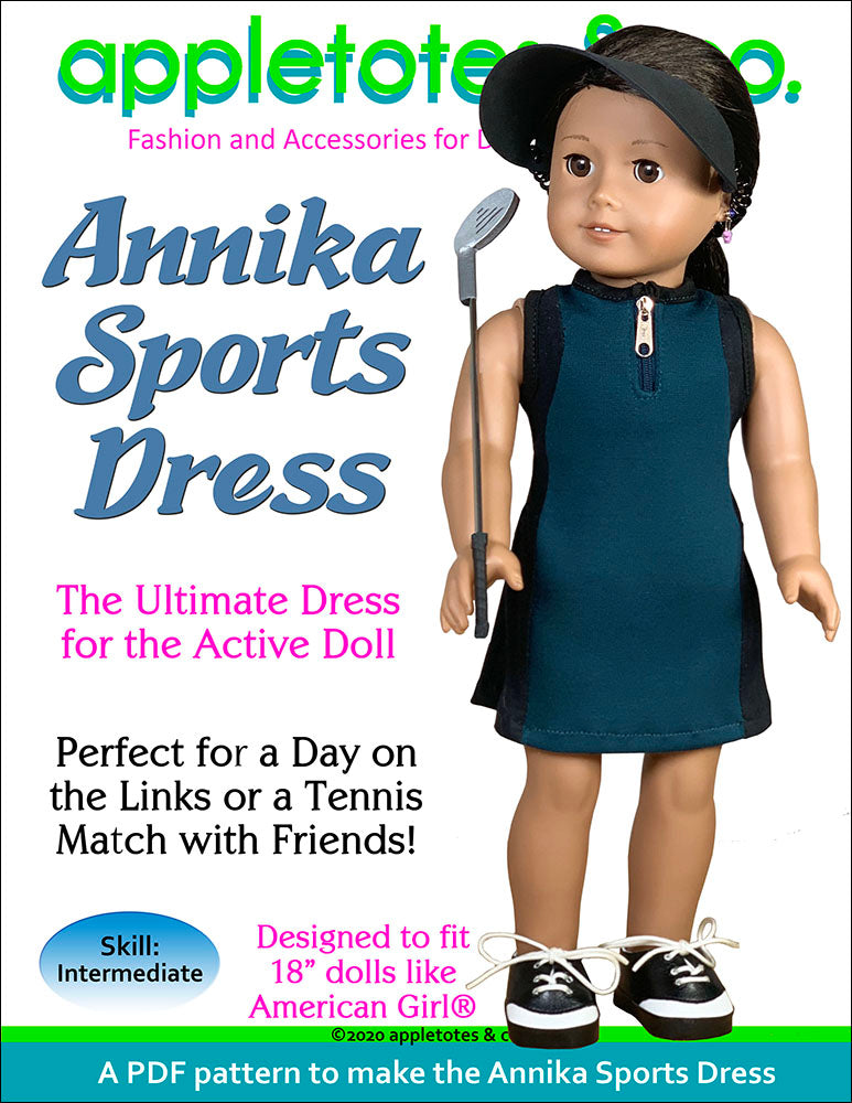 Annika Sports Dress Sewing Pattern for 18 Inch Dolls