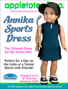 Annika Sports Dress Sewing Pattern for 18 Inch Dolls