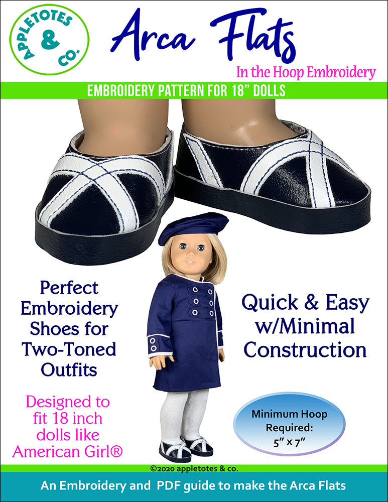 Arca Flats ITH Embroidery Patterns for 18 Inch Dolls