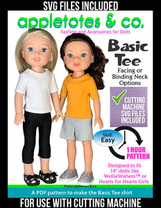 Basic Tee 14 Inch Doll Sewing Pattern - SVG Files Included