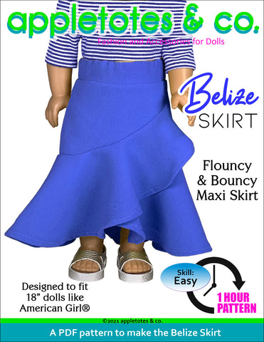 Belize Skirt 18 Inch Doll Sewing Pattern