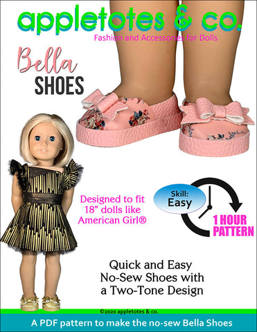 No-Sew Bella Shoes 18 Inch Doll Pattern