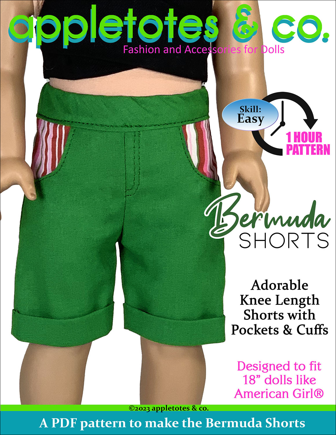 Bermuda Shorts 18 Inch Doll Sewing Pattern