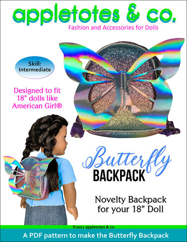 Butterfly Backpack Sewing Pattern for 18 Inch Dolls