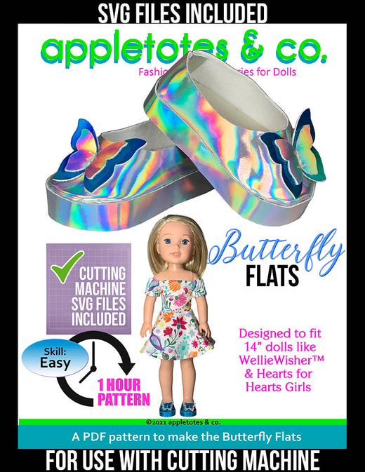 Butterfly Flats 14 Inch Doll Sewing Pattern - SVG Files Included