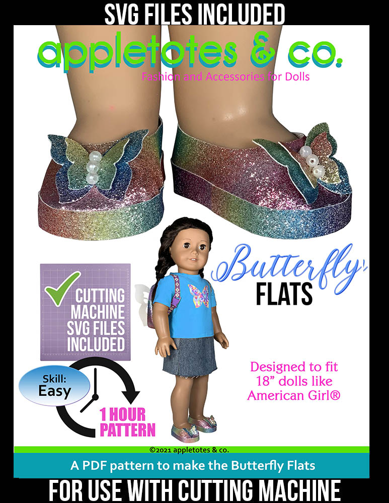 Butterfly Flats 18 Inch Doll Sewing Pattern - SVG Files Included