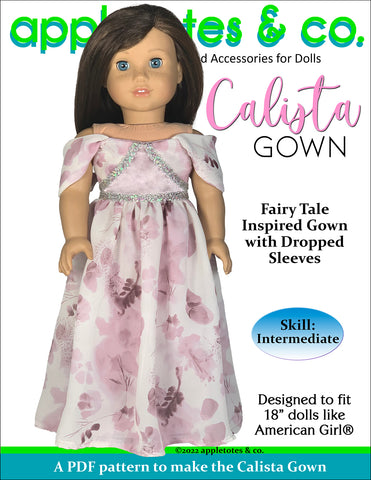 Calista Gown 18 Inch Doll Sewing Pattern