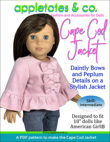 Cape Cod Jacket Sewing Pattern for 18 Inch Dolls