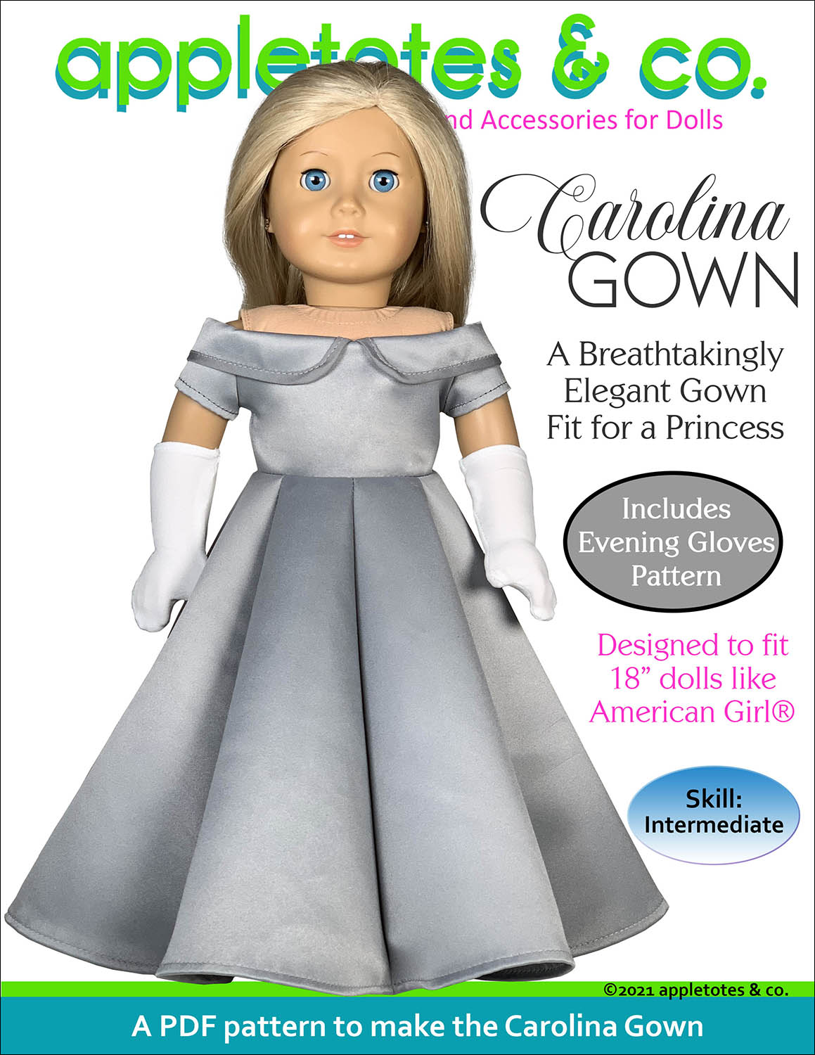 Carolina Gown 18 Inch Doll Sewing Pattern – Appletotes & Co. carolina-gown-18-inch-doll-sewing-pattern-appletotes-co