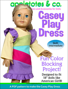 Casey Play Dress Sewing Pattern for 18 Inch Dolls