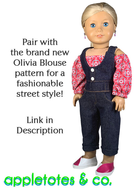 Charli Overalls Sewing Pattern for 18 Inch Dolls