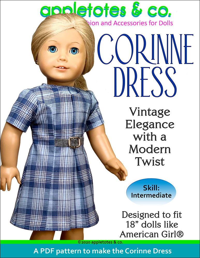 Corinne Dress Sewing Pattern for 18 Inch Dolls