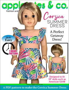 Corsica Summer Dress 18 Inch Doll Sewing Pattern