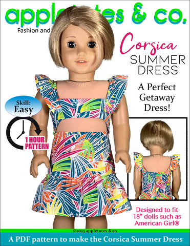 Corsica Summer Dress 18 Inch Doll Sewing Pattern