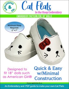 Cat Flats ITH Embroidery Patterns for 18" Dolls