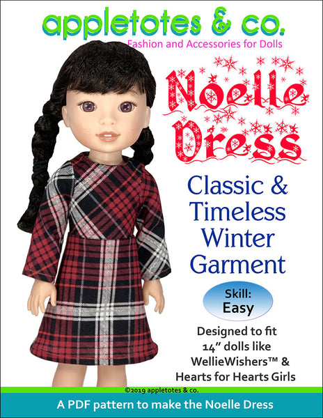 Noelle Dress Sewing Pattern for 14" Dolls