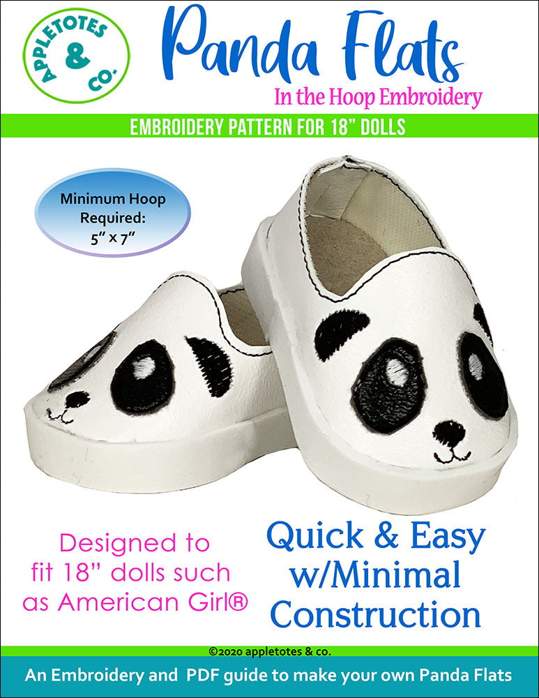 Panda Flats ITH Embroidery Patterns for 18" Dolls
