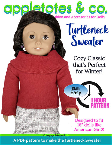 Turtleneck Sweater Sewing Pattern for 18 Inch Dolls