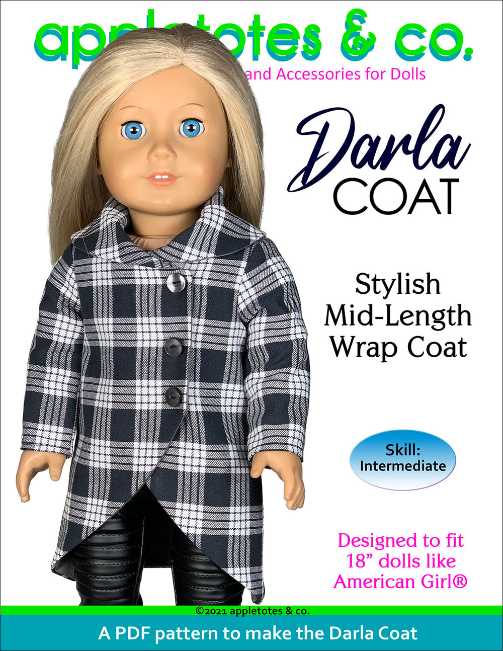 Darla Coat 18 Inch Doll Sewing Pattern