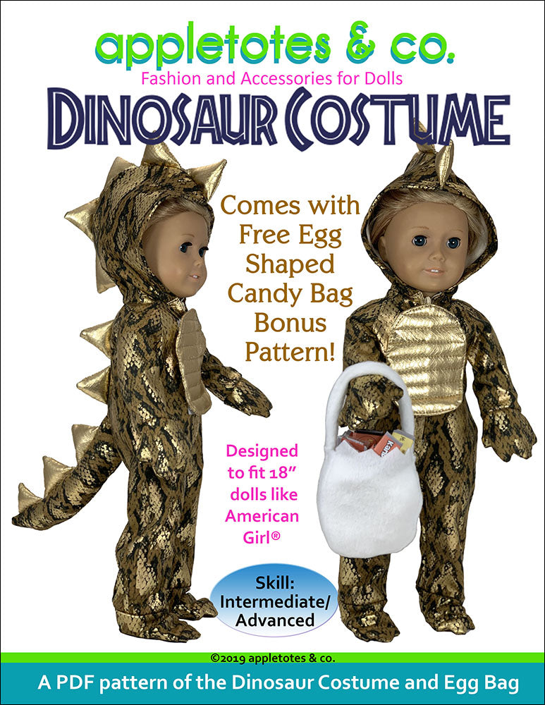 Dinosaur Costume Sewing Pattern for 18 Inch Dolls
