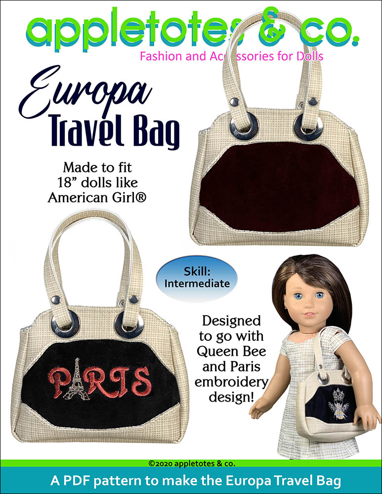 Europa Travel Bag Sewing Pattern for 18 Inch Dolls