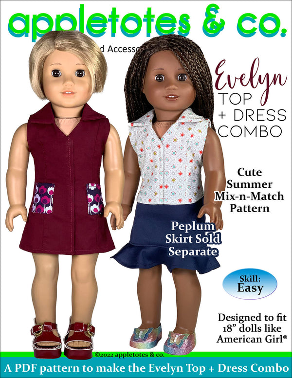 Evelyn Top + Dress 18 Inch Doll Sewing Pattern