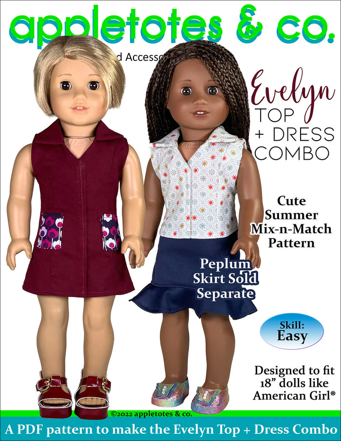 Evelyn Top + Dress 18 Inch Doll Sewing Pattern