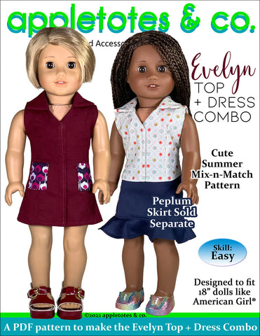 Evelyn Top + Dress 18 Inch Doll Sewing Pattern