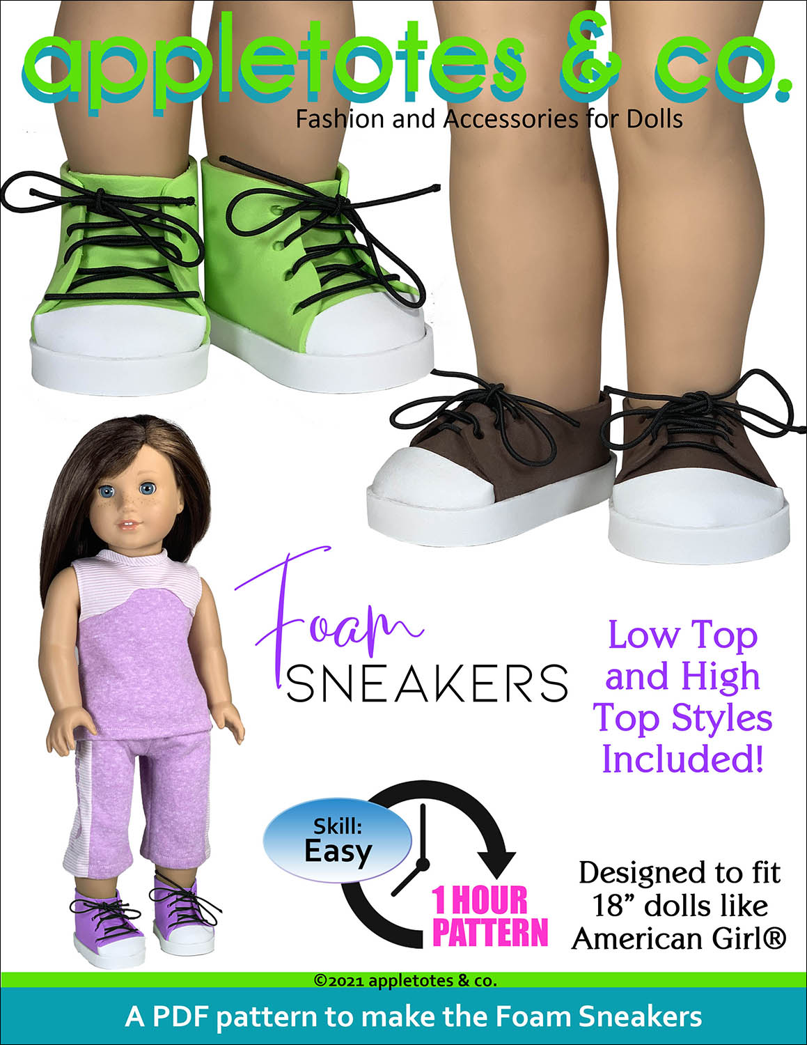No-Sew Foam Sneakers 18 Inch Doll Pattern
