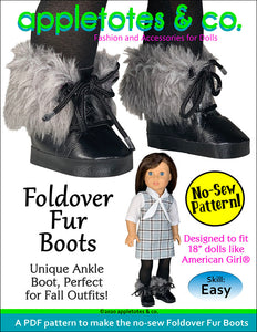 No-Sew Foldover Fur Boots 18 Inch Doll Sewing Pattern