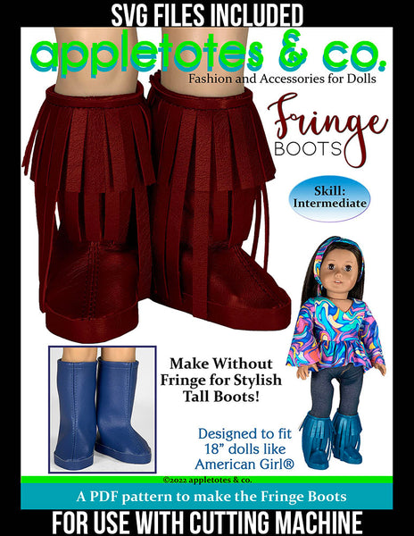 Fringe Boots 18 Inch Doll Sewing Pattern - SVG Files Included