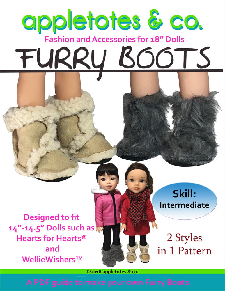 Furry Boots Sewing Pattern for 14.5" Dolls