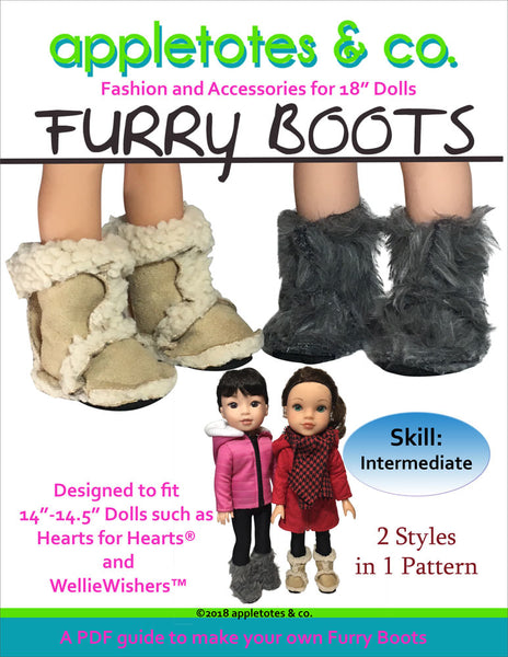 Furry Boots Sewing Pattern for 14.5" Dolls