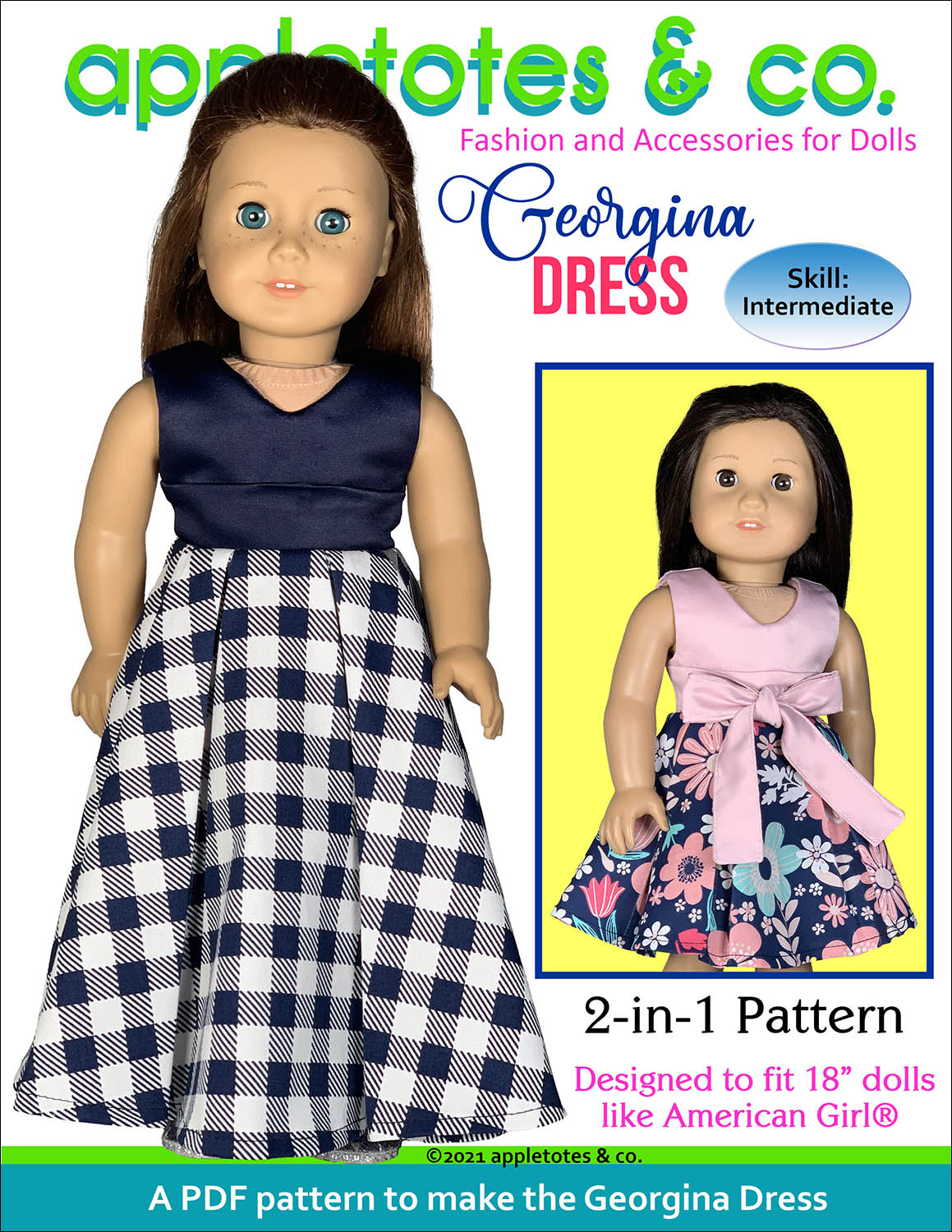 Georgina Dress 18 Inch Doll Sewing Pattern – Appletotes & Co.