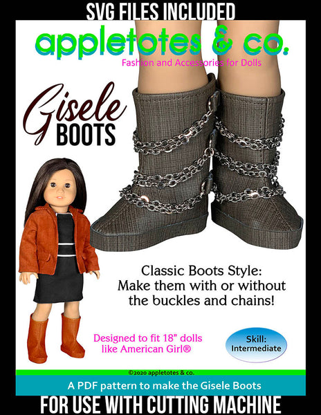 Gisele Boots 18 Inch Doll Sewing Pattern - SVG Files Included