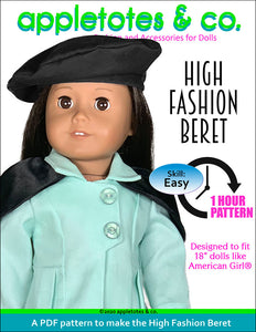 High Fashion Beret 18 Inch Doll Sewing Pattern