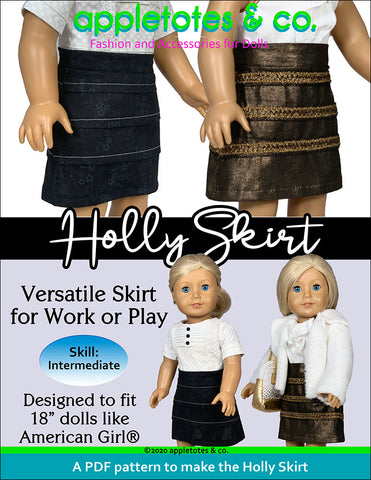 Holly Skirt Sewing Pattern for 18 Inch Dolls