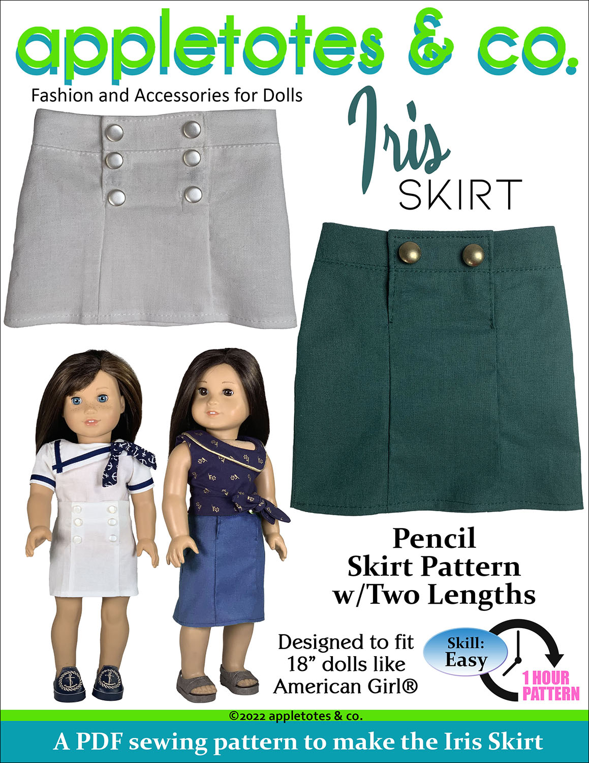 Iris Skirt 18 Inch Doll Sewing Pattern