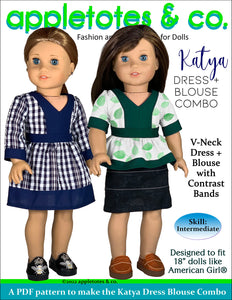 Katya Dress Blouse Combo 18 Inch Doll Sewing Pattern