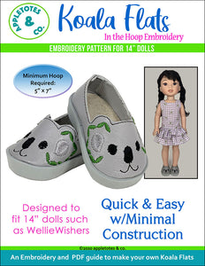 Koala Flats ITH Embroidery Patterns for 14 Inch Dolls