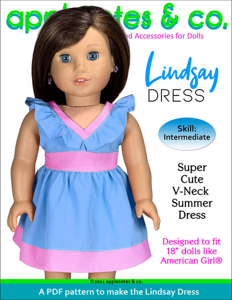 Lindsay Dress 18 Inch Doll Sewing Pattern